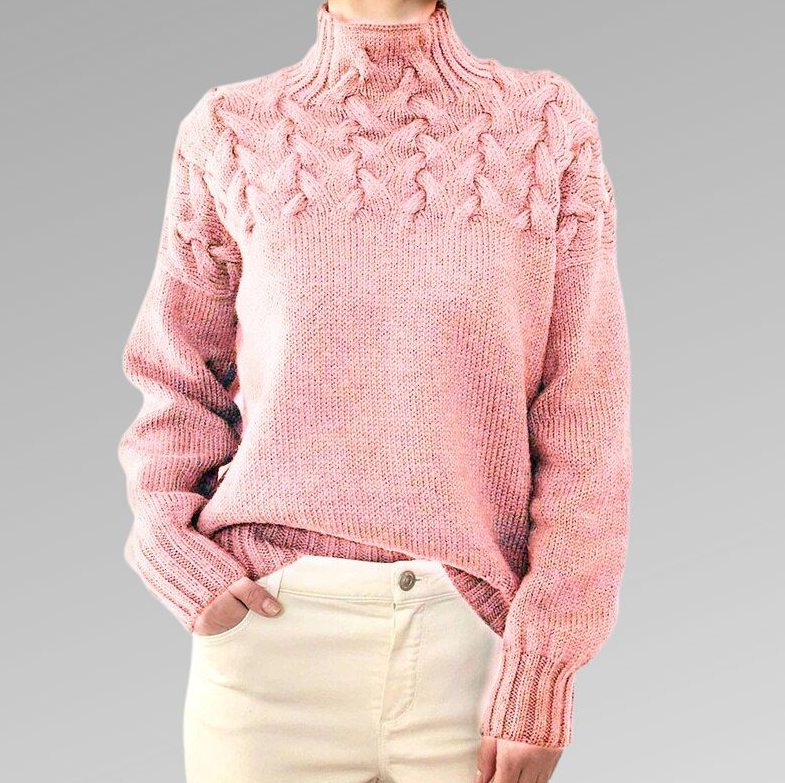Damen Rollkragenpullover Mit Zopfmuster | Warm