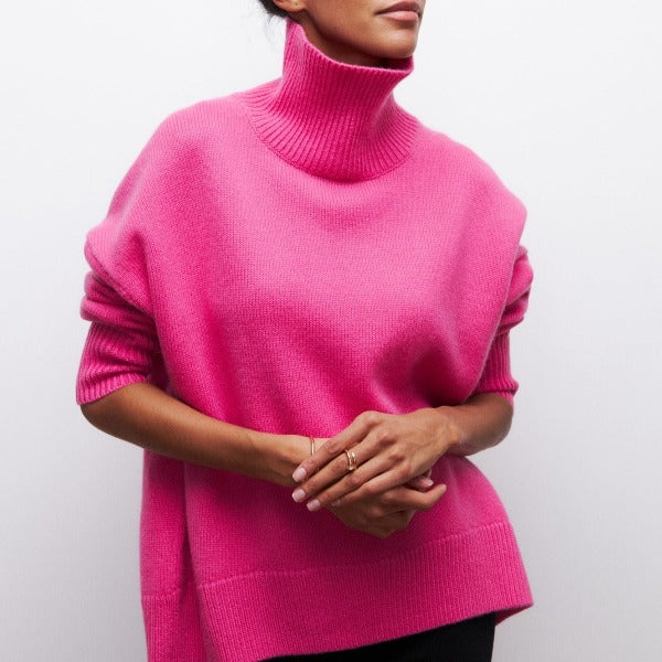 Damen Rollkragenpullover Strick Oversize | Warm