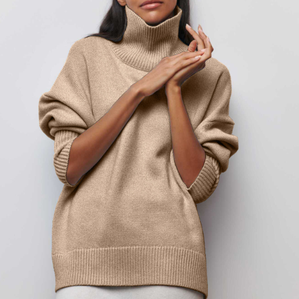 Damen Rollkragenpullover Strick Oversize | Warm