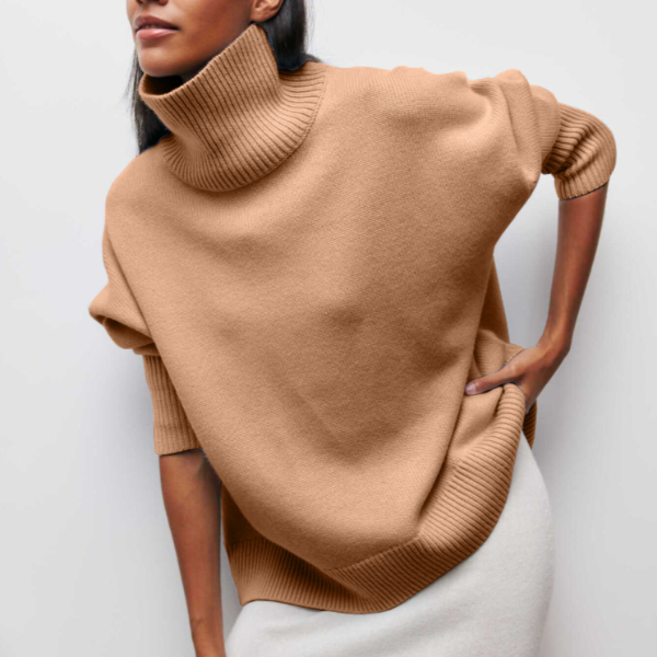 Damen Rollkragenpullover Strick Oversize | Warm