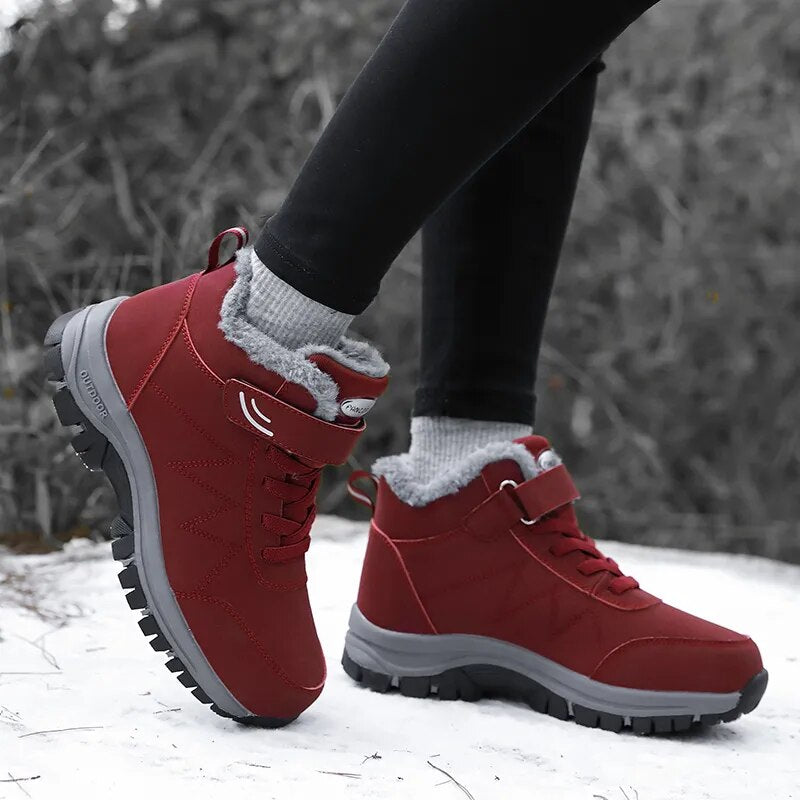 Damen Winterschuhe Gefüttert Mit Klettverschluss