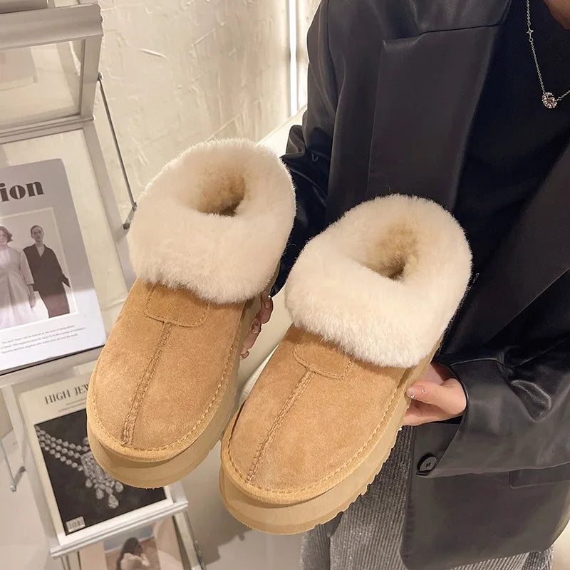 Damen Winterschuhe Mit Plateau Und Umschlag Mit Futter | Winter