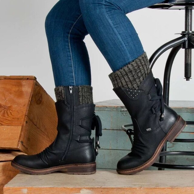 Damen Winterschuhe Mittelhoch Mit Schnürung Hinten | Winter