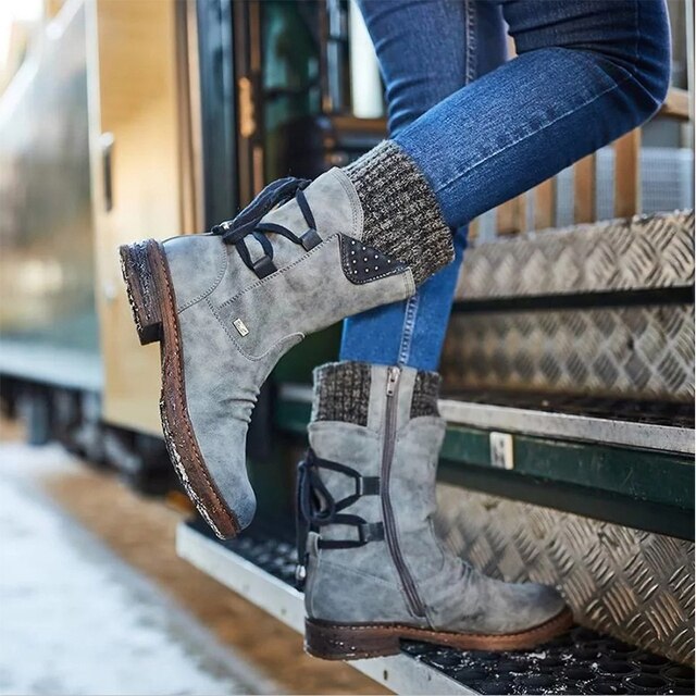 Damen Winterschuhe Mittelhoch Mit Schnürung Hinten | Winter