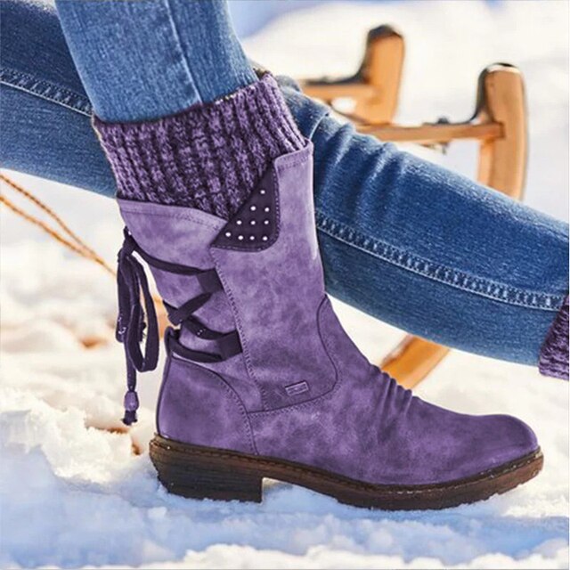 Damen Winterschuhe Mittelhoch Mit Schnürung Hinten | Winter