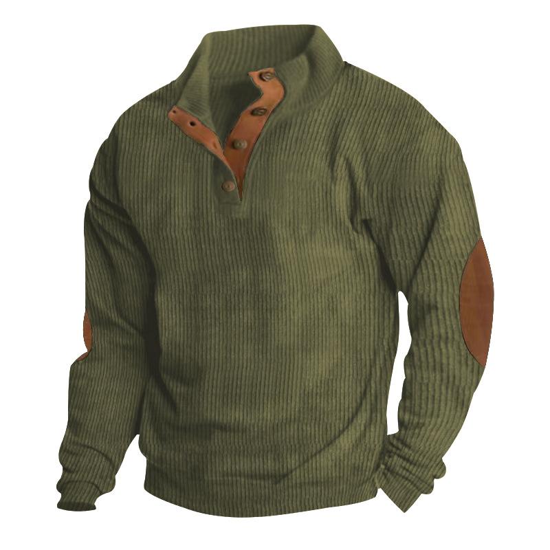 Dominik | Herren Leicht Stehkragen Pullover | Knopfleiste