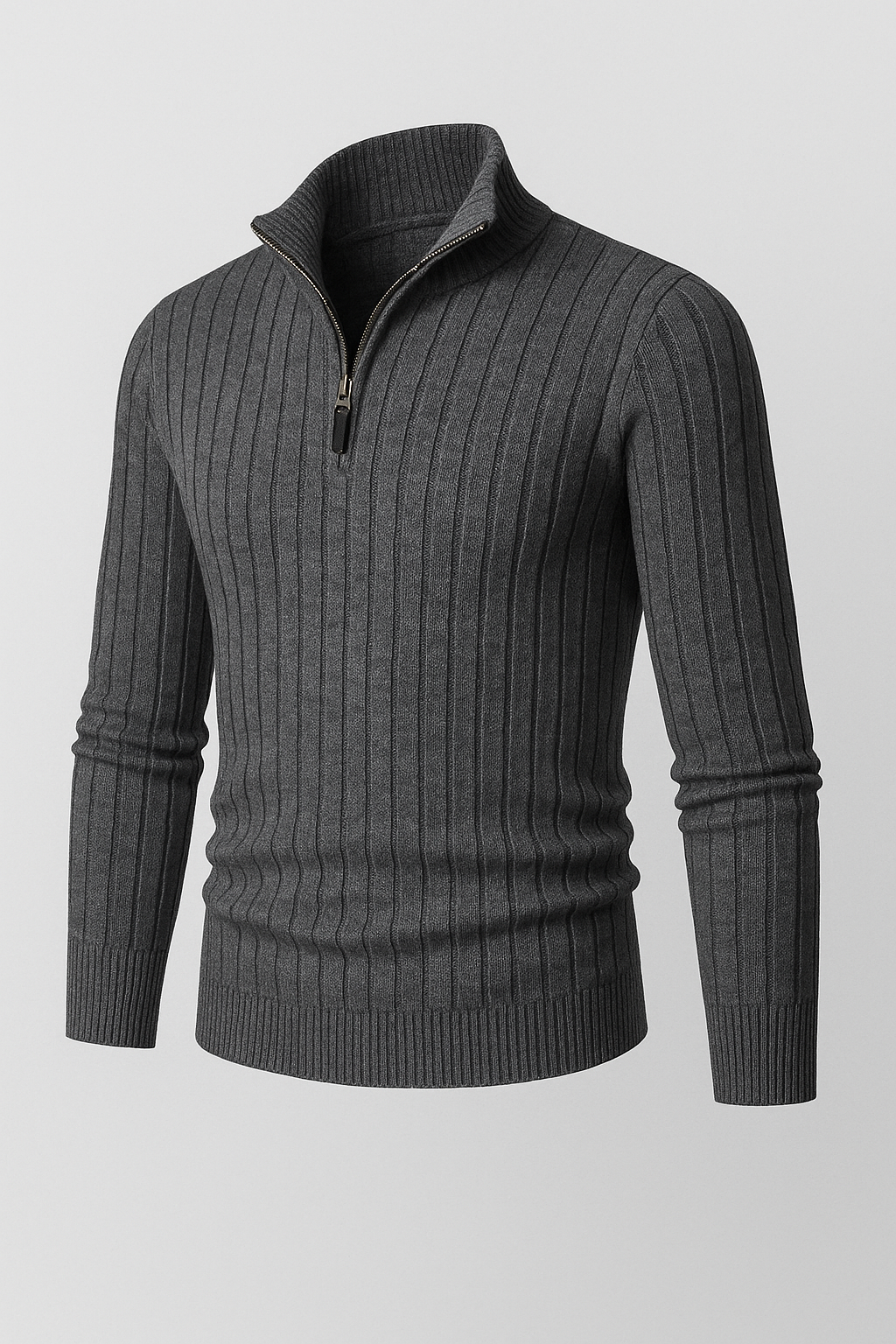 Eduard – Strickpullover mit Stehkragen und Reißverschluss-Detail
