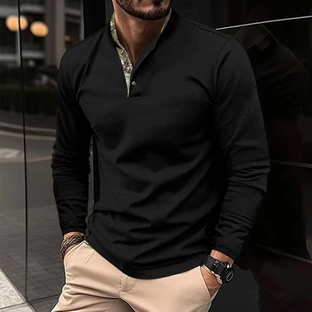 Elias | Herren Pullover Hemd | Langarm & Stehkragen