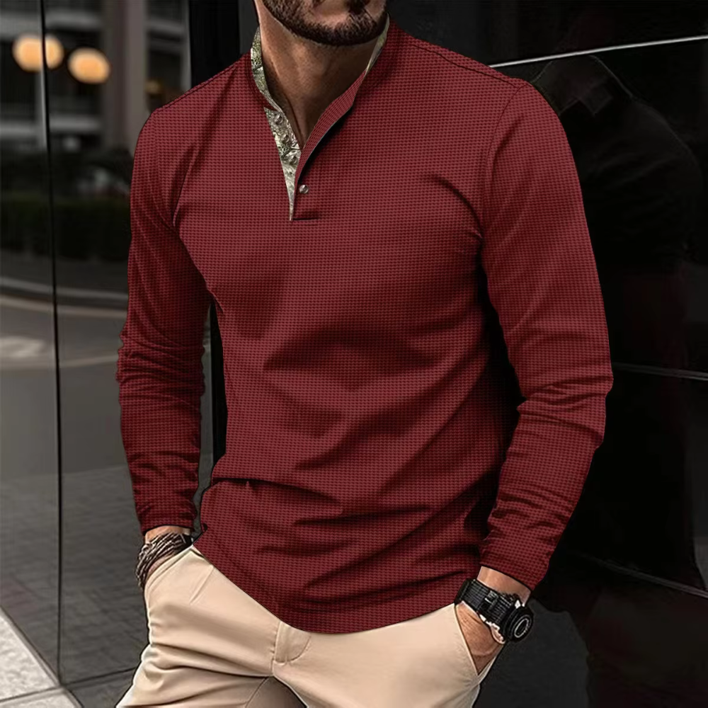 Elias | Herren Pullover Hemd | Langarm & Stehkragen