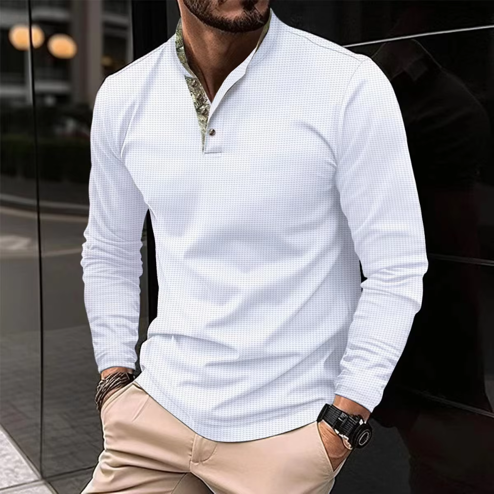 Elias | Herren Pullover Hemd | Langarm & Stehkragen