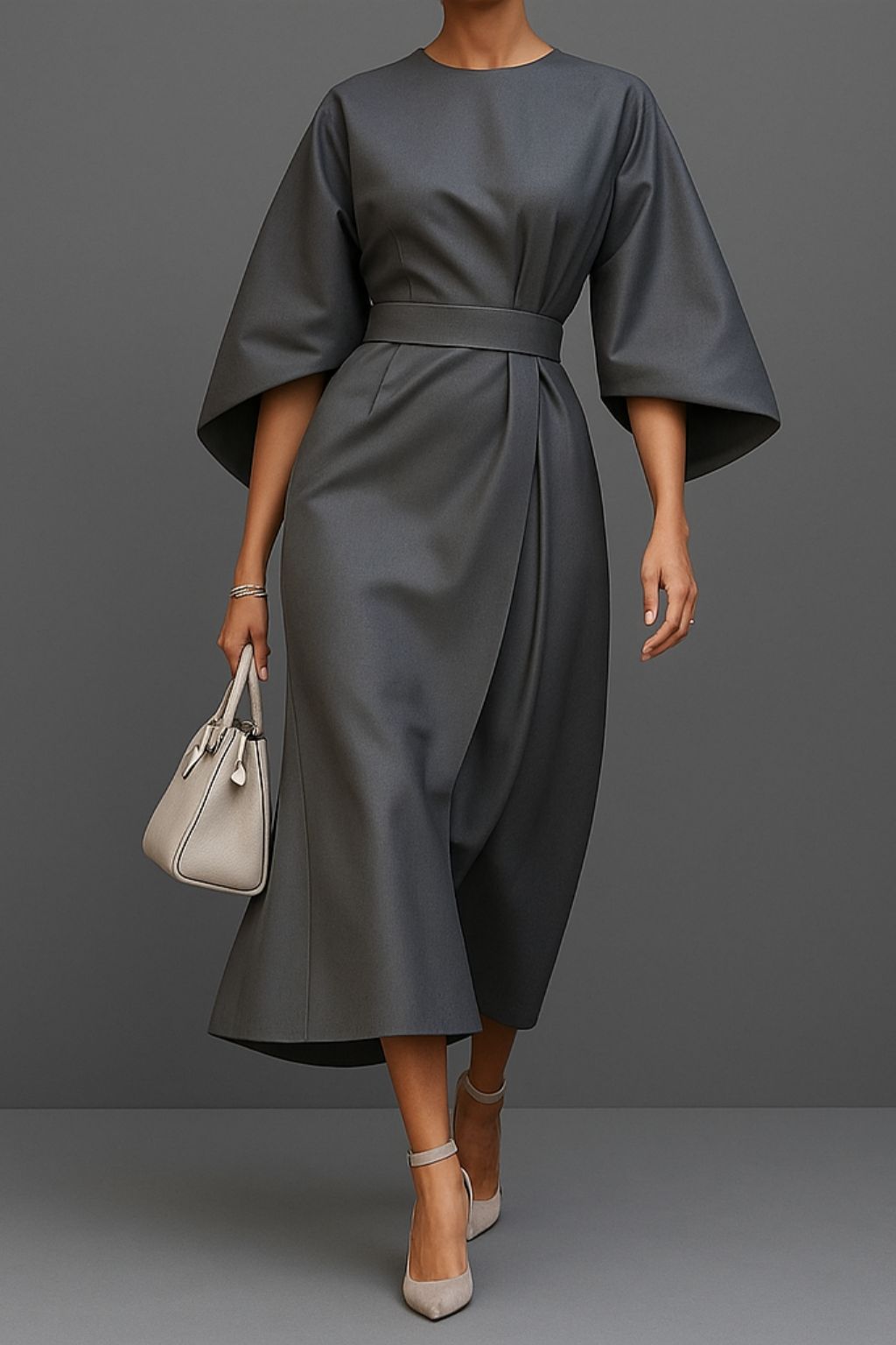 Greta | Damen Elegant Tailliert Midikleid | Midi