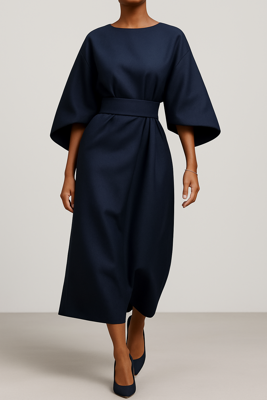 Greta | Damen Elegant Tailliert Midikleid | Midi