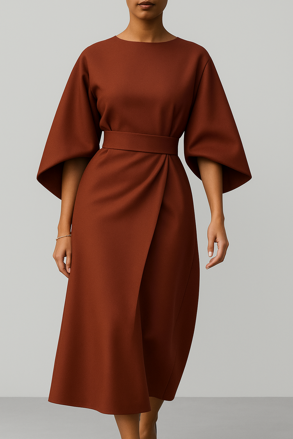 Greta | Damen Elegant Tailliert Midikleid | Midi