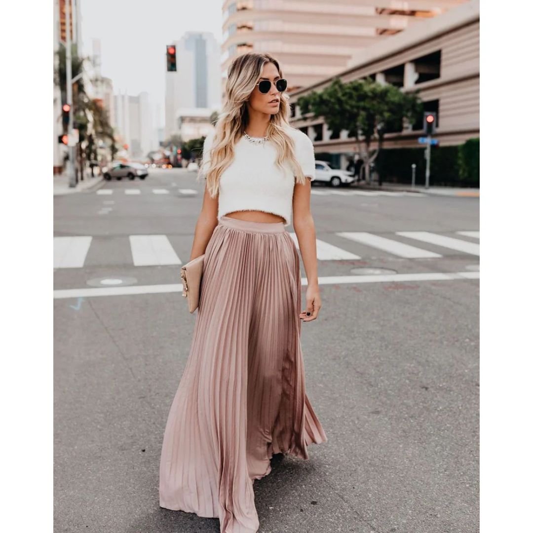 Helena | Damen Eleganter Plissierter Langer Rock | Zeitlos
