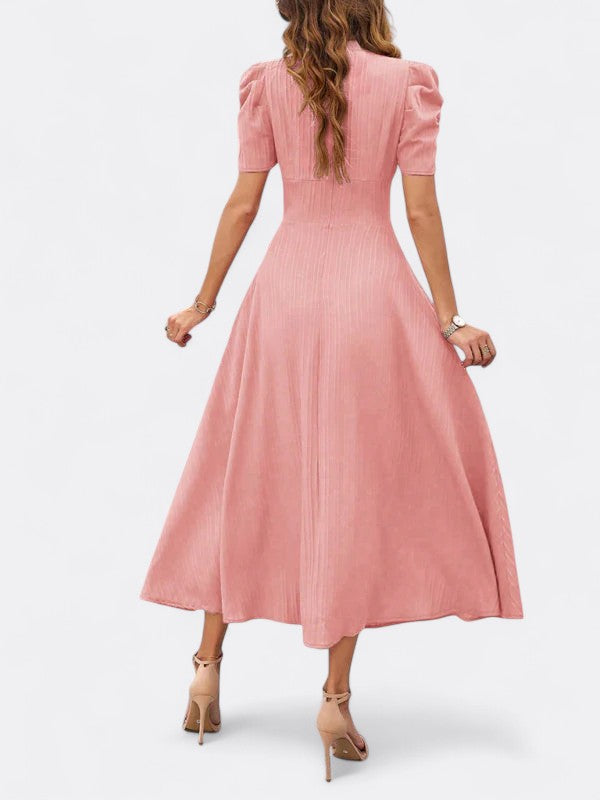 Helena | Damen Elegantes V-Ausschnitt Kleid | Midi