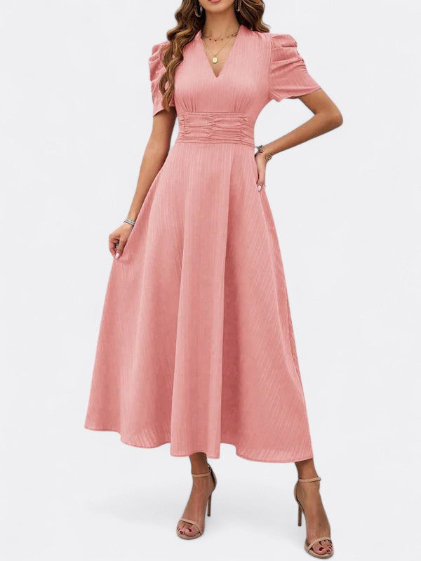 Helena | Damen Elegantes V-Ausschnitt Kleid | Midi