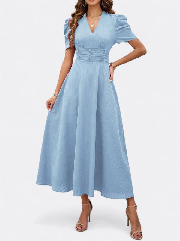 Helena | Damen Elegantes V-Ausschnitt Kleid | Midi
