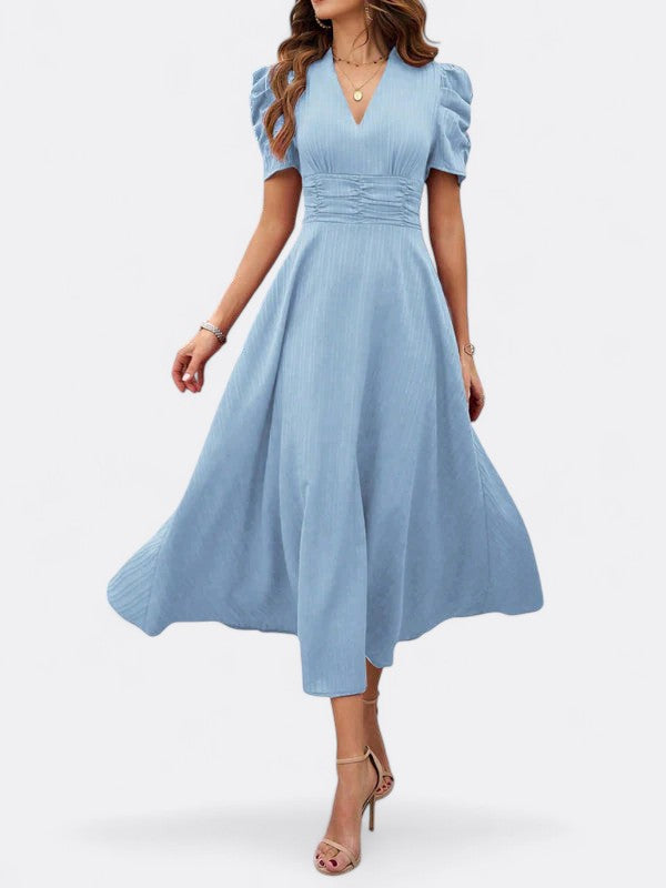 Helena | Damen Elegantes V-Ausschnitt Kleid | Midi
