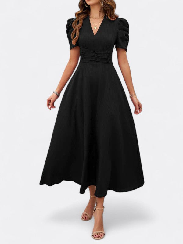 Helena | Damen Elegantes V-Ausschnitt Kleid | Midi