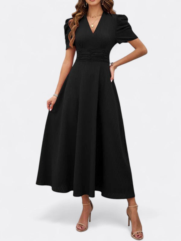 Helena | Damen Elegantes V-Ausschnitt Kleid | Midi