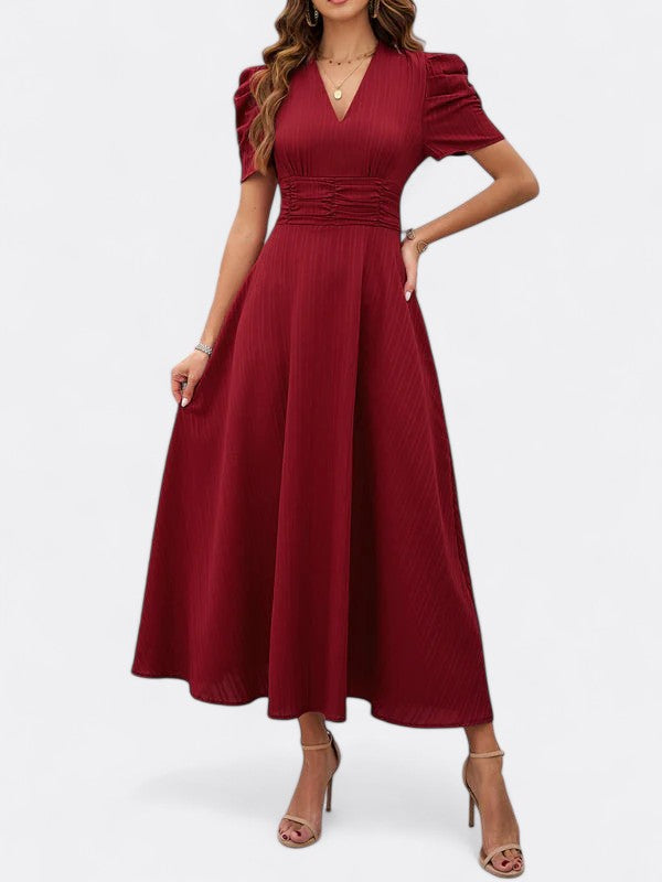 Helena | Damen Elegantes V-Ausschnitt Kleid | Midi