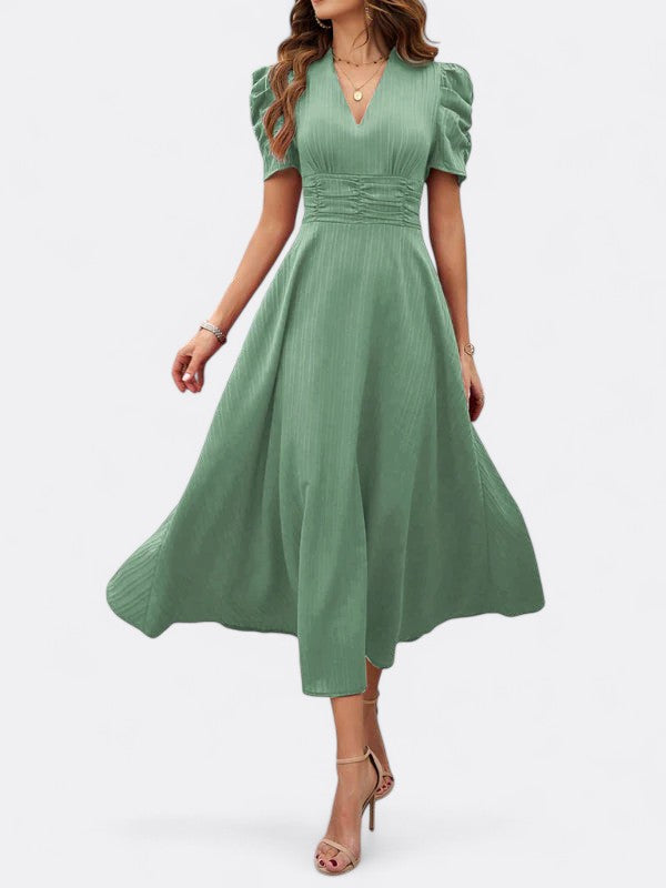 Helena | Damen Elegantes V-Ausschnitt Kleid | Midi