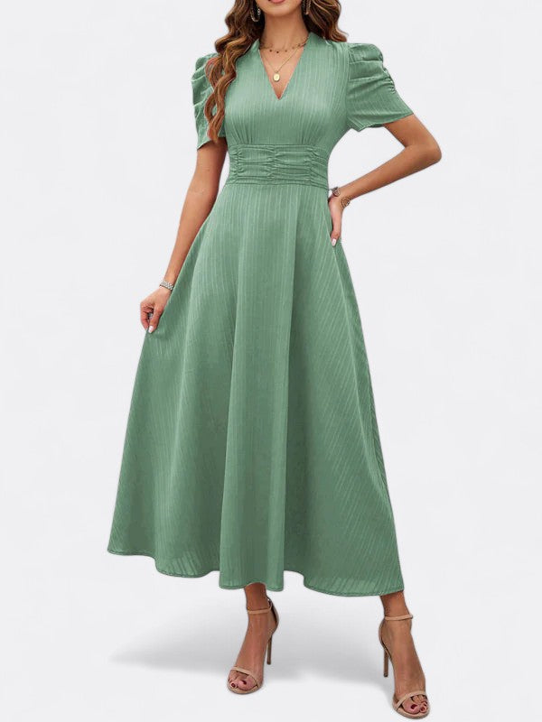 Helena | Damen Elegantes V-Ausschnitt Kleid | Midi