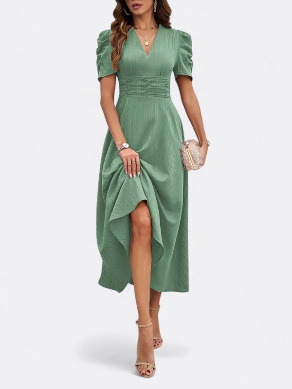 Helena | Damen Elegantes V-Ausschnitt Kleid | Midi