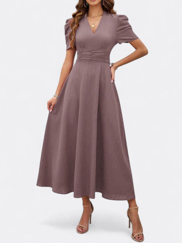 Helena | Damen Elegantes V-Ausschnitt Kleid | Midi