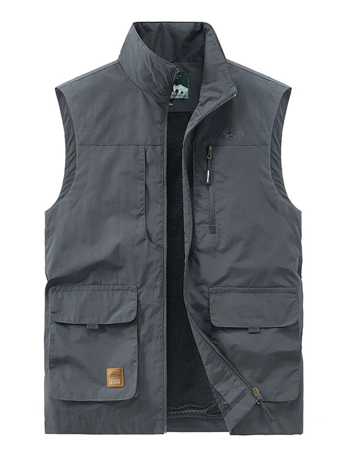 Herren Gilet Mit Mehreren Taschen Und Stehkragen | Leicht
