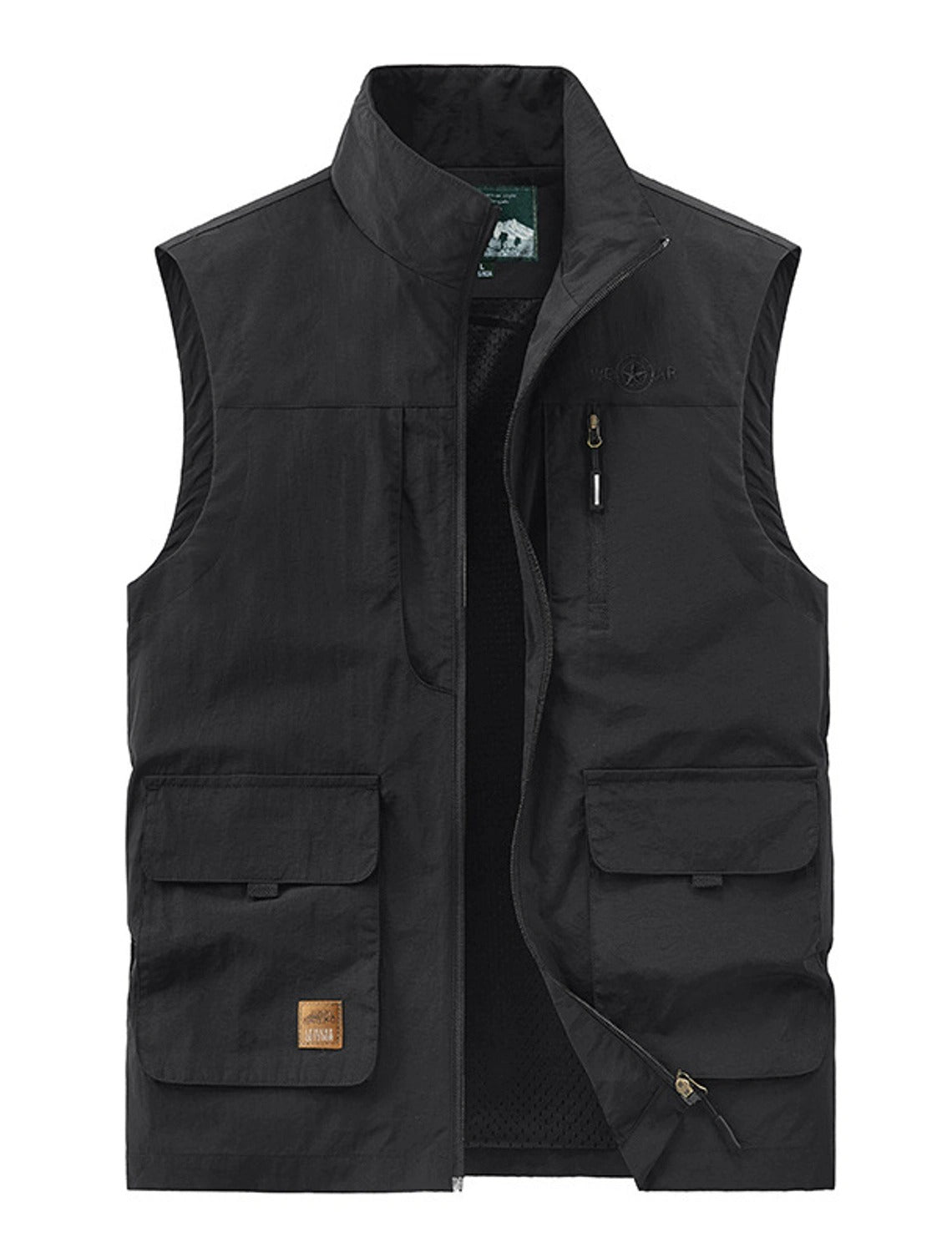 Herren Gilet Mit Mehreren Taschen Und Stehkragen | Leicht