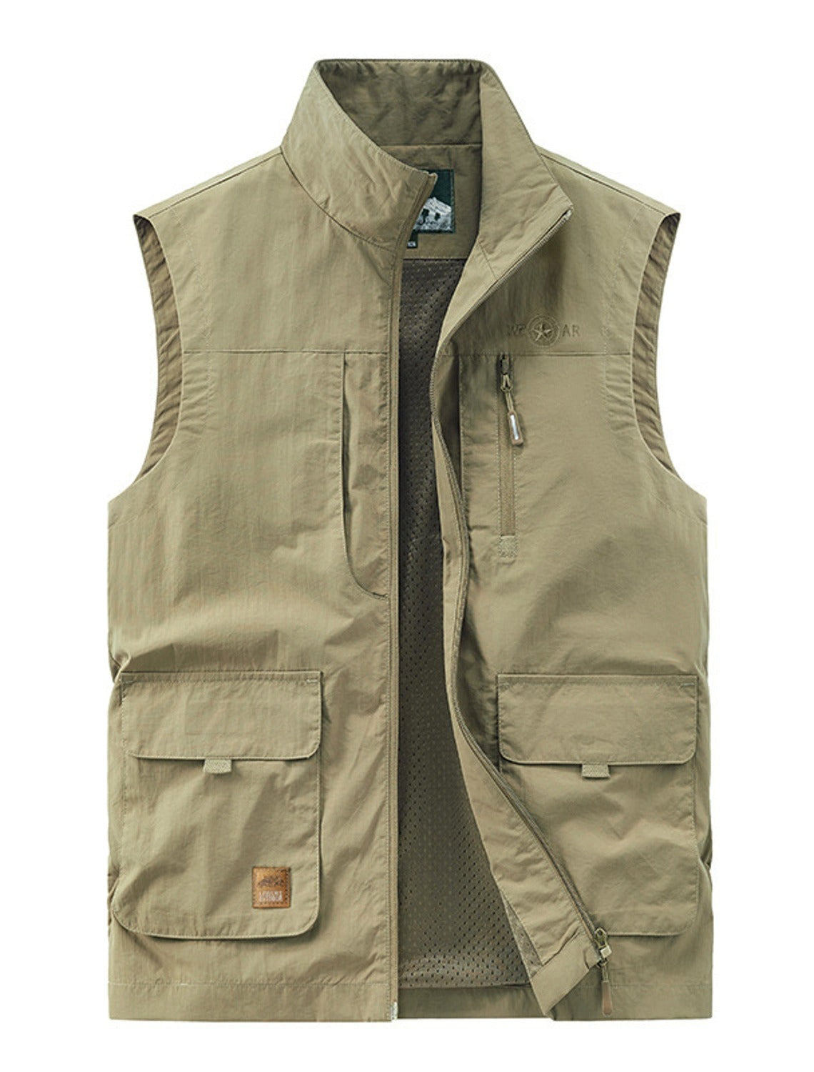 Herren Gilet Mit Mehreren Taschen Und Stehkragen | Leicht