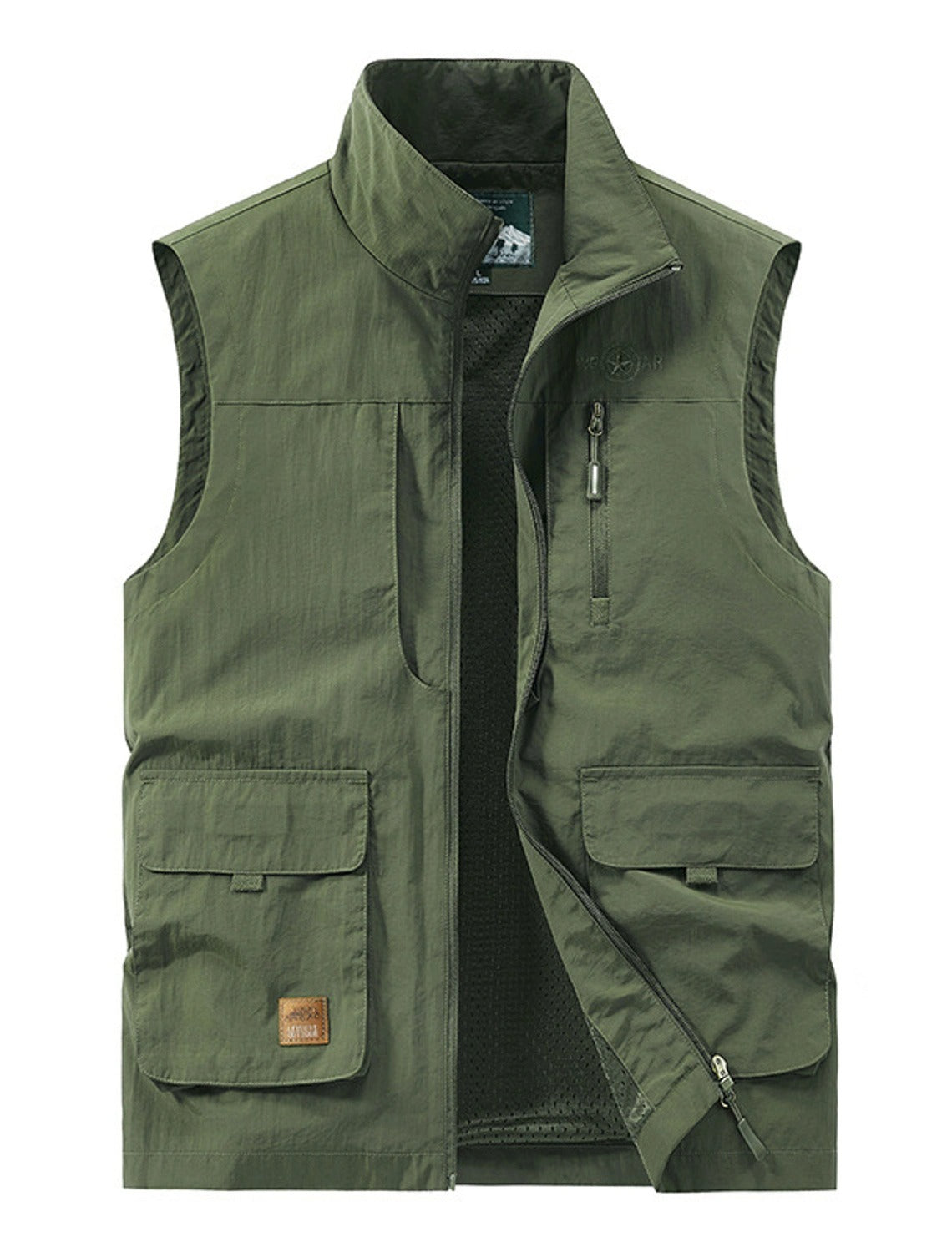 Herren Gilet Mit Mehreren Taschen Und Stehkragen | Leicht