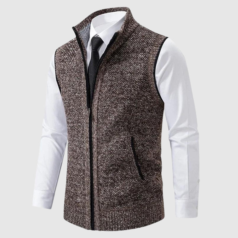 Herren Gilet Mit Reißverschluss Und Stehkragen | Strick
