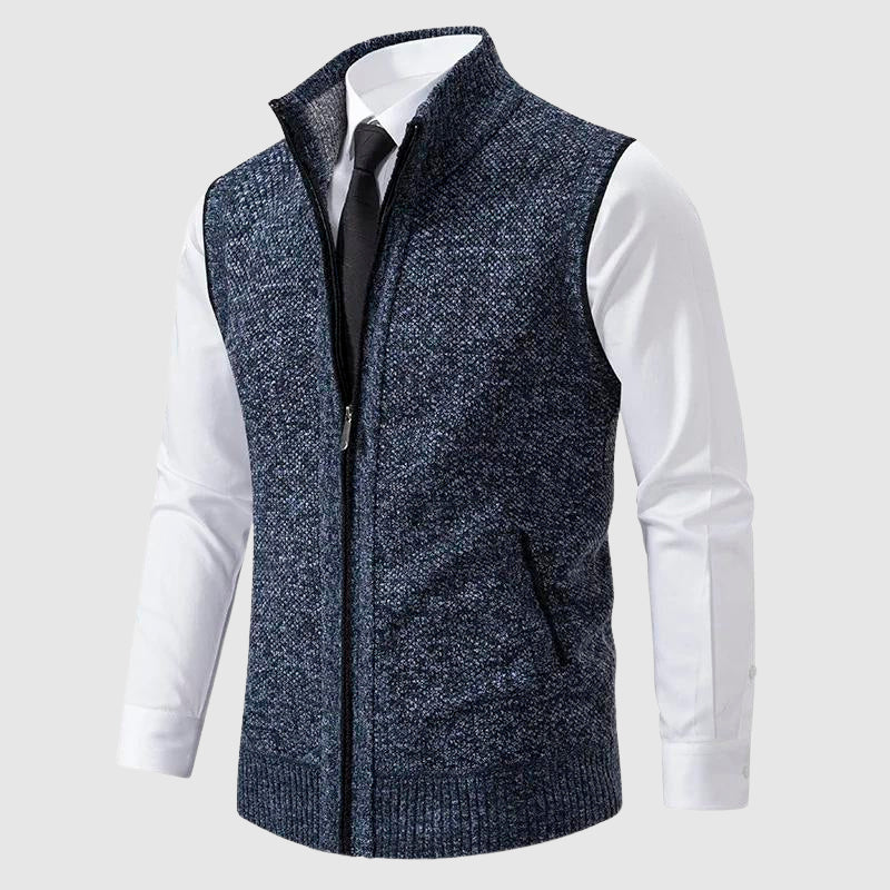 Herren Gilet Mit Reißverschluss Und Stehkragen | Strick