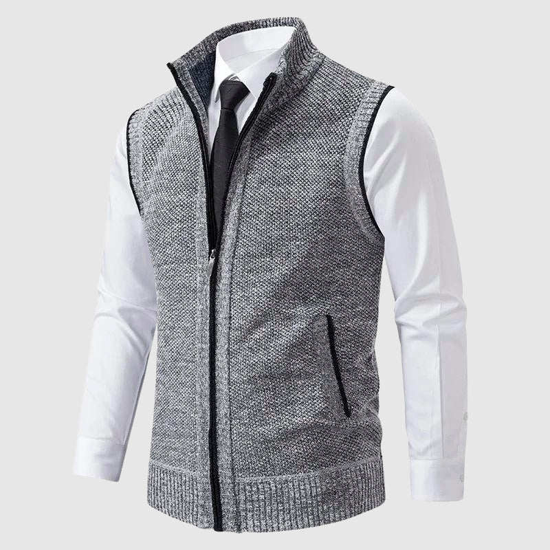 Herren Gilet Mit Reißverschluss Und Stehkragen | Strick