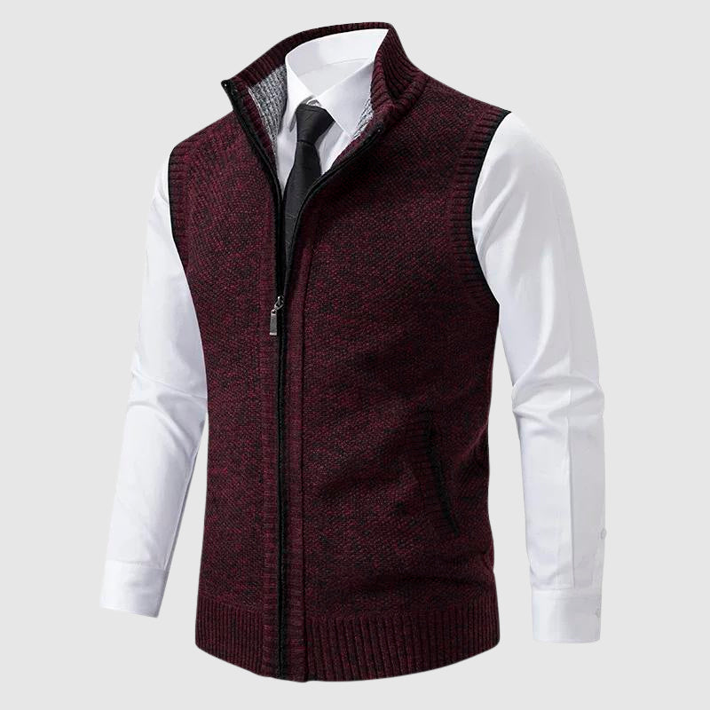 Herren Gilet Mit Reißverschluss Und Stehkragen | Strick