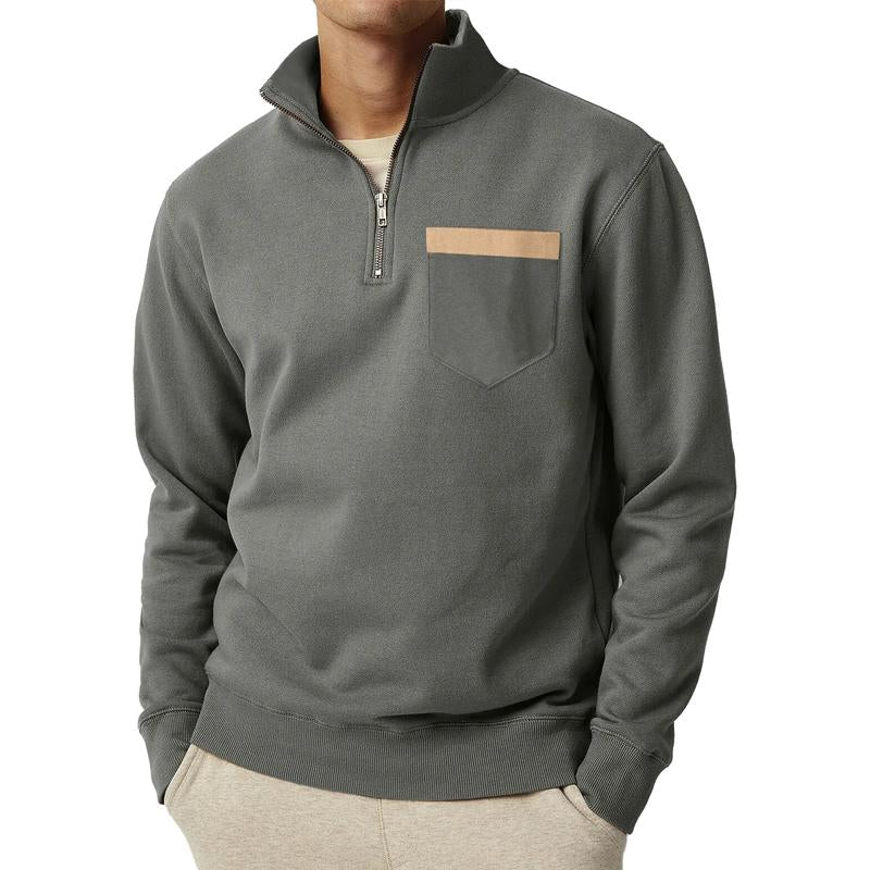 Herren Pullover Mit Reißverschluss Und Brusttasche | Fleece