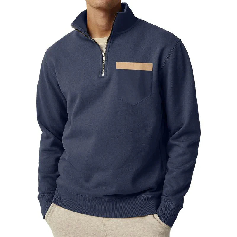 Herren Pullover Mit Reißverschluss Und Brusttasche | Fleece