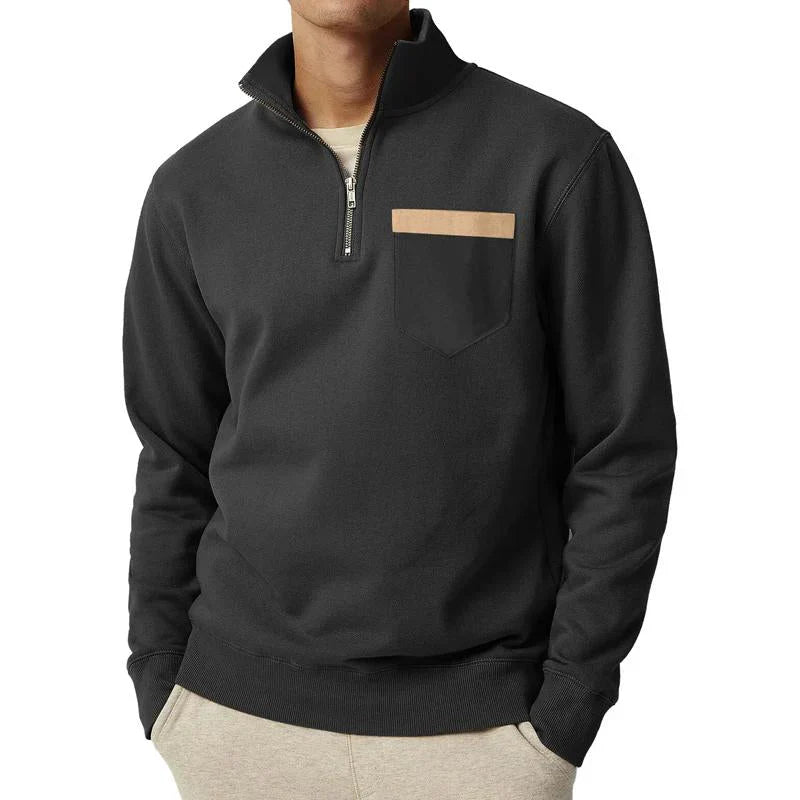 Herren Pullover Mit Reißverschluss Und Brusttasche | Fleece