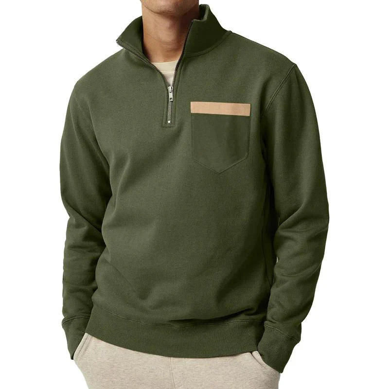 Herren Pullover Mit Reißverschluss Und Brusttasche | Fleece