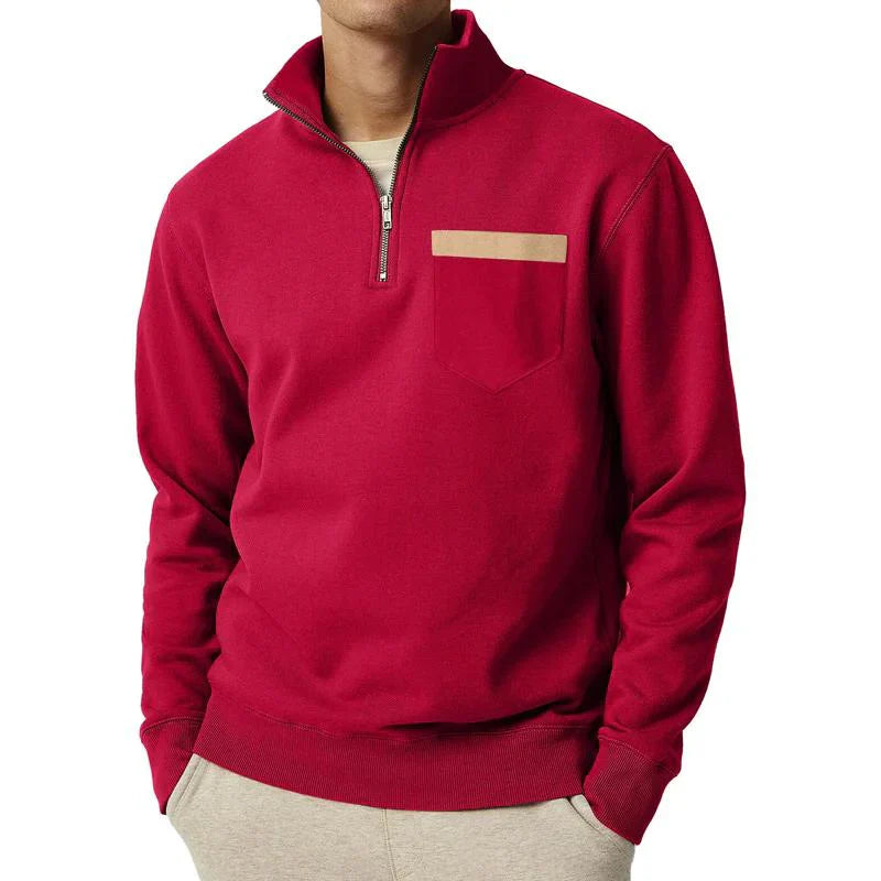 Herren Pullover Mit Reißverschluss Und Brusttasche | Fleece