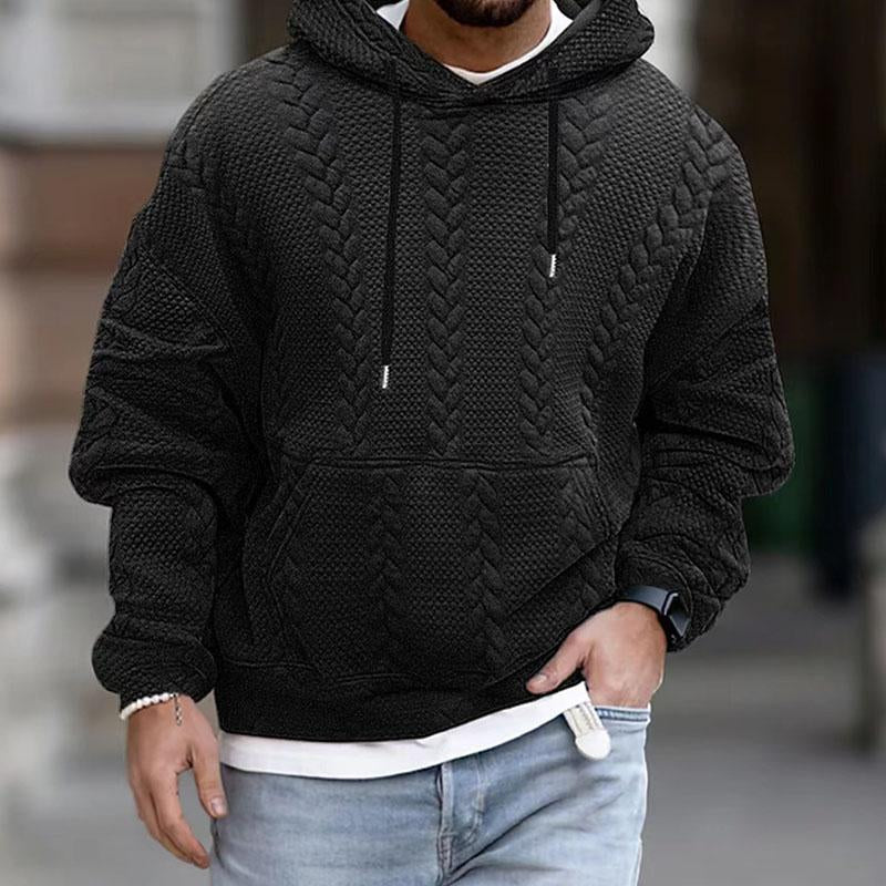 Herren-Strickhoodie Mit Zopfmuster | Oversize