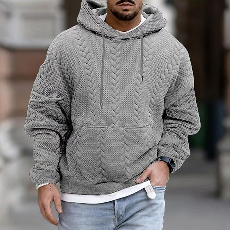 Herren-Strickhoodie Mit Zopfmuster | Oversize