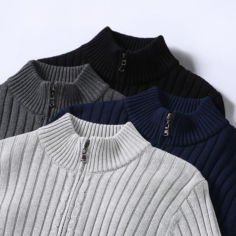 Herren Strickjacke Gerippt Mit Reißverschluss | Warm