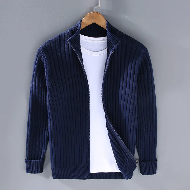 Herren Strickjacke Gerippt Mit Reißverschluss | Warm