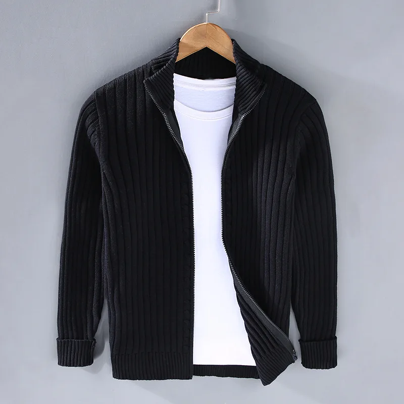 Herren Strickjacke Gerippt Mit Reißverschluss | Warm