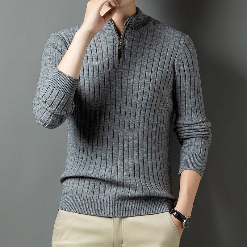 Lukas - Strickpullover mit Reißverschluss und Rippstrickmuster, Herren Lässiger Look