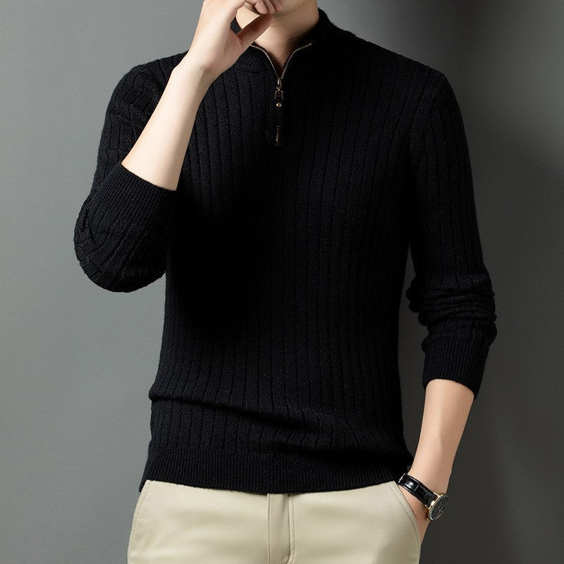 Lukas - Strickpullover mit Reißverschluss und Rippstrickmuster, Herren Lässiger Look