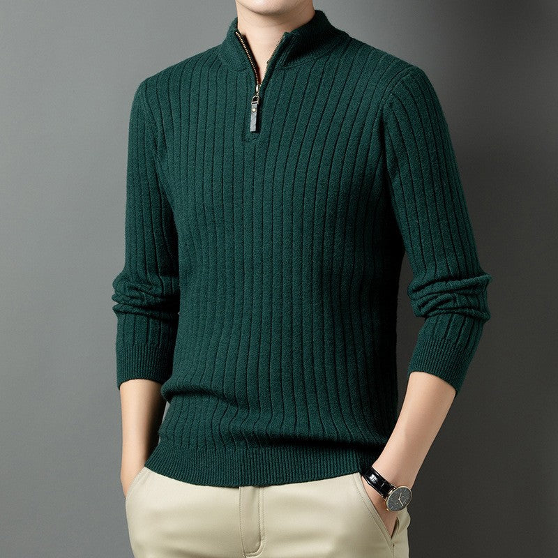 Lukas - Strickpullover mit Reißverschluss und Rippstrickmuster, Herren Lässiger Look